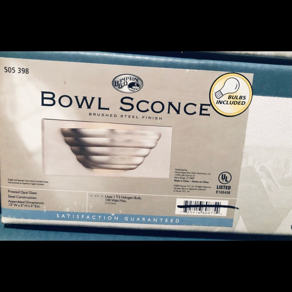 Hampton Bay Set of three (3) brushed steel sconces